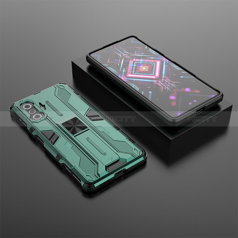 Funda Bumper Silicona y Plastico Mate Carcasa con Magnetico Soporte KC1 para Xiaomi Redmi K40 Gaming 5G