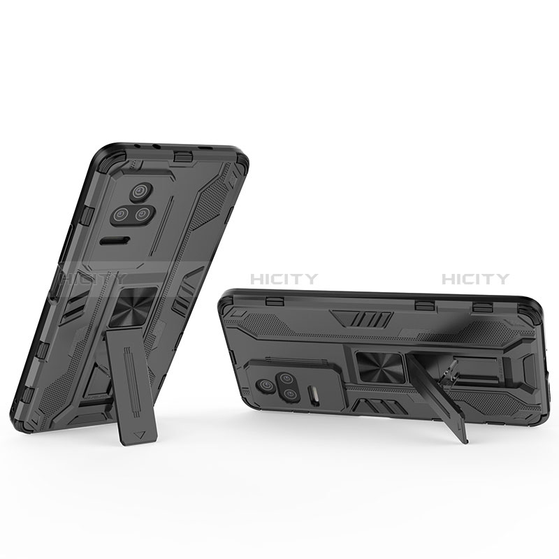 Funda Bumper Silicona y Plastico Mate Carcasa con Magnetico Soporte KC1 para Xiaomi Redmi K50 5G