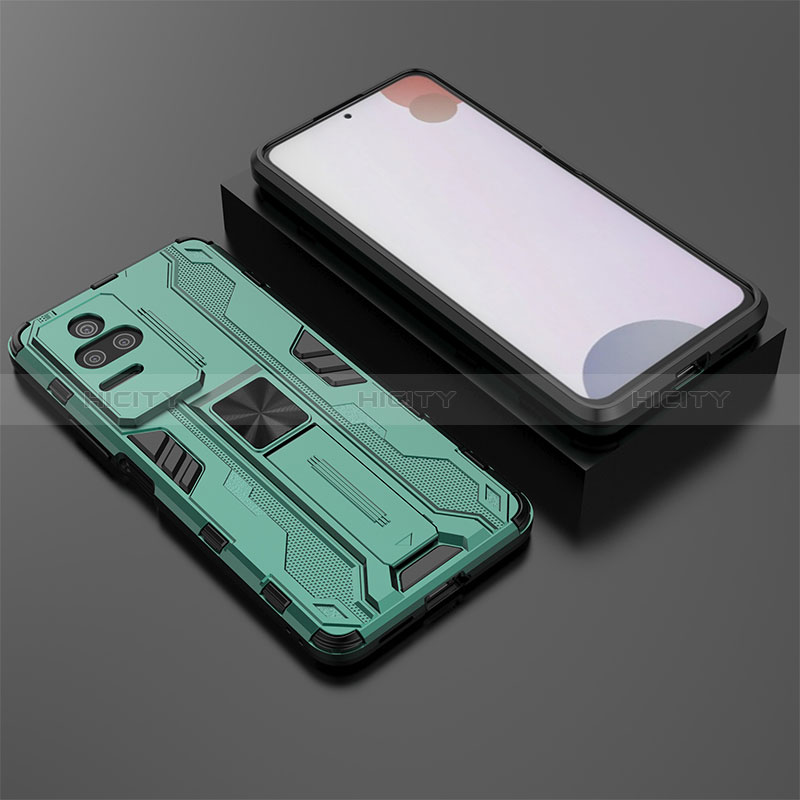 Funda Bumper Silicona y Plastico Mate Carcasa con Magnetico Soporte KC1 para Xiaomi Redmi K50 5G