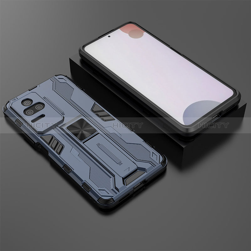 Funda Bumper Silicona y Plastico Mate Carcasa con Magnetico Soporte KC1 para Xiaomi Redmi K50 5G