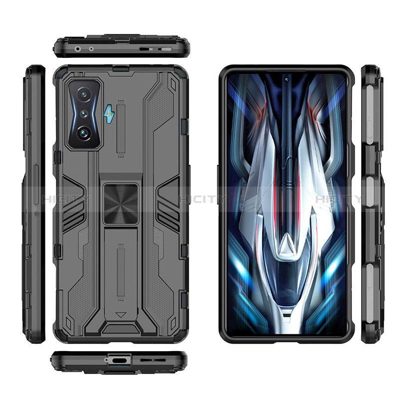 Funda Bumper Silicona y Plastico Mate Carcasa con Magnetico Soporte KC1 para Xiaomi Redmi K50 Gaming 5G