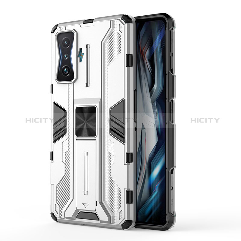 Funda Bumper Silicona y Plastico Mate Carcasa con Magnetico Soporte KC1 para Xiaomi Redmi K50 Gaming 5G