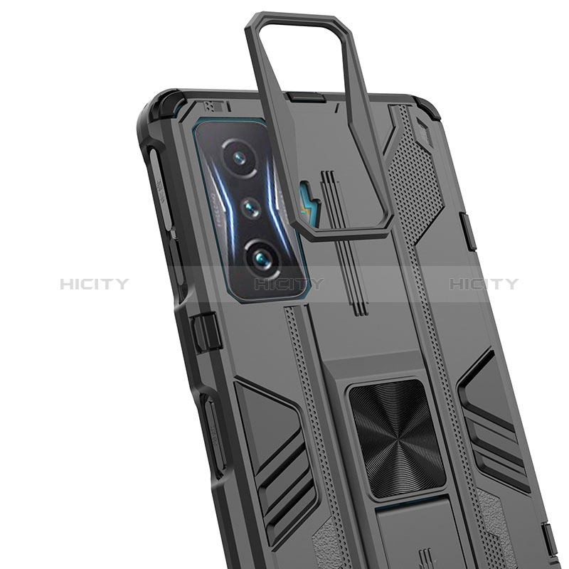 Funda Bumper Silicona y Plastico Mate Carcasa con Magnetico Soporte KC1 para Xiaomi Redmi K50 Gaming 5G