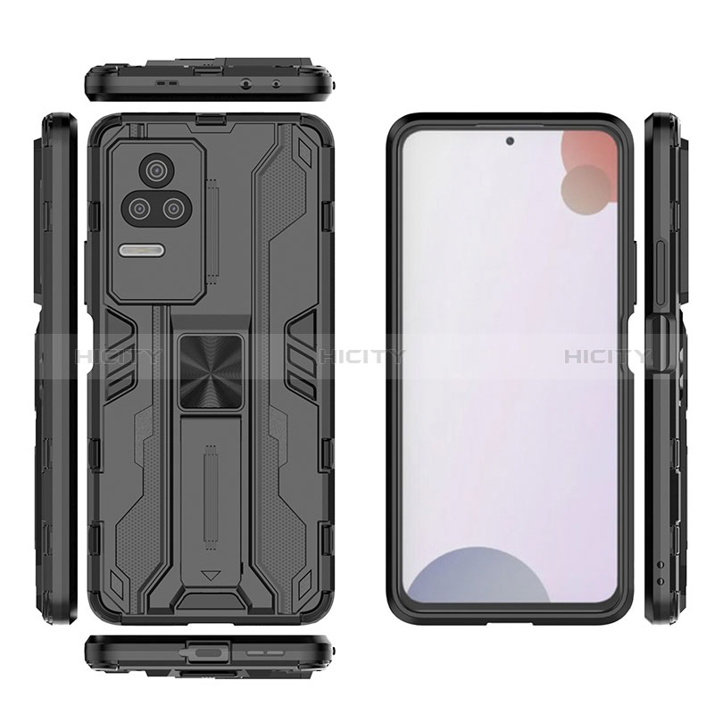 Funda Bumper Silicona y Plastico Mate Carcasa con Magnetico Soporte KC1 para Xiaomi Redmi K50 Pro 5G