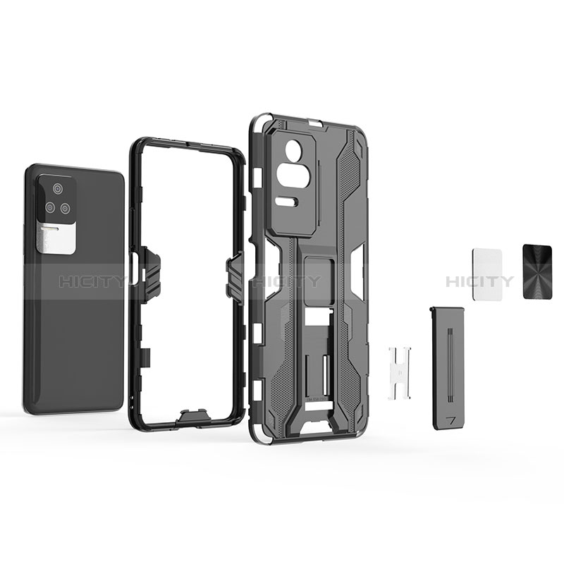 Funda Bumper Silicona y Plastico Mate Carcasa con Magnetico Soporte KC1 para Xiaomi Redmi K50 Pro 5G