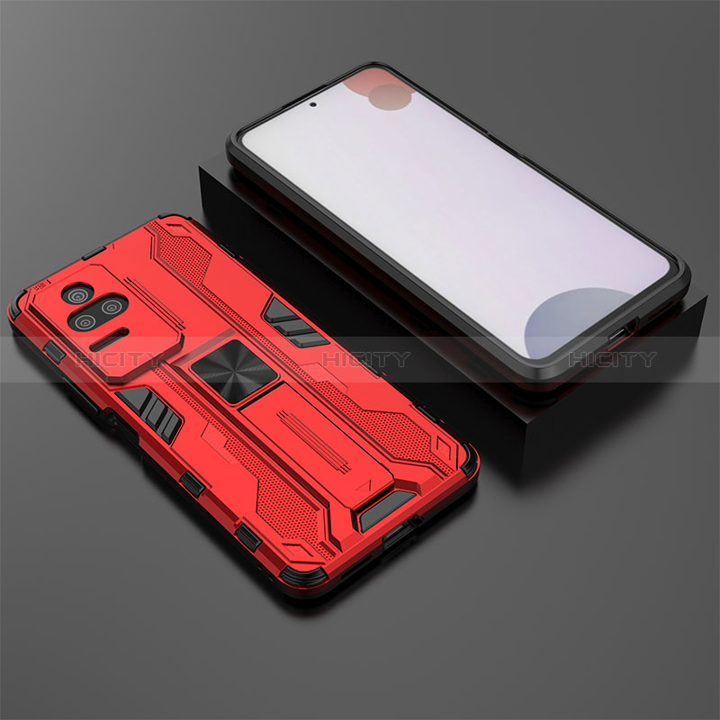 Funda Bumper Silicona y Plastico Mate Carcasa con Magnetico Soporte KC1 para Xiaomi Redmi K50 Pro 5G