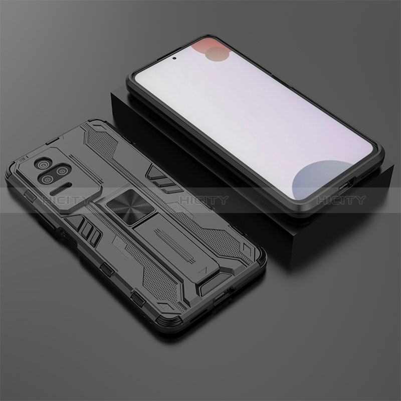 Funda Bumper Silicona y Plastico Mate Carcasa con Magnetico Soporte KC1 para Xiaomi Redmi K50 Pro 5G