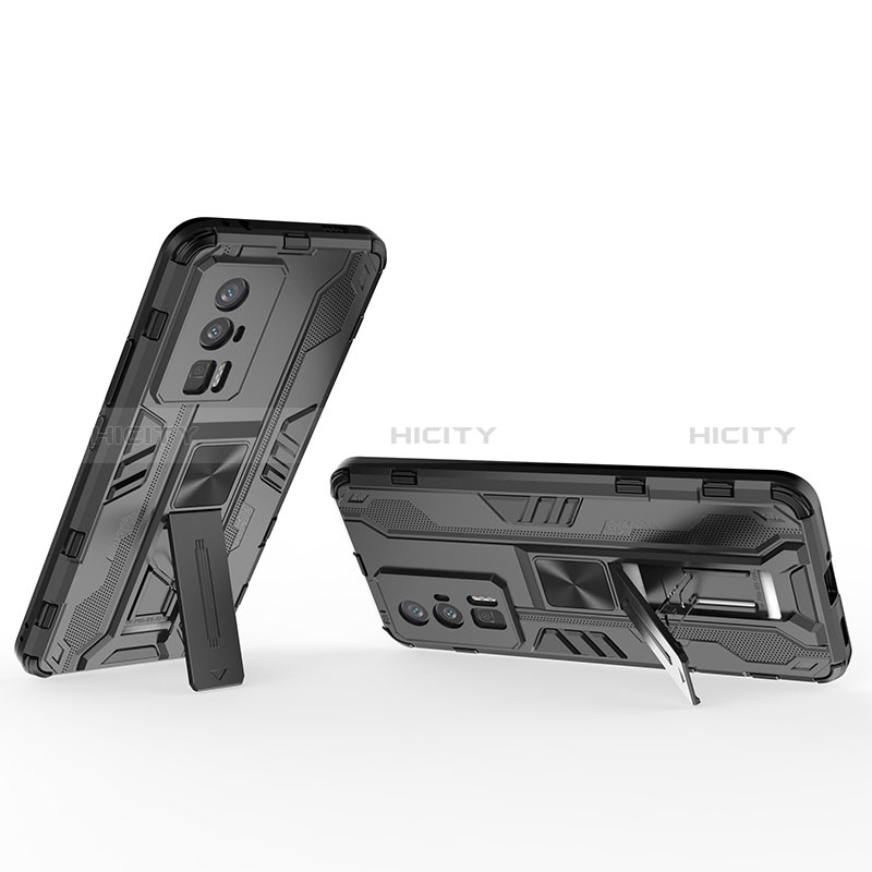 Funda Bumper Silicona y Plastico Mate Carcasa con Magnetico Soporte KC1 para Xiaomi Redmi K60 5G