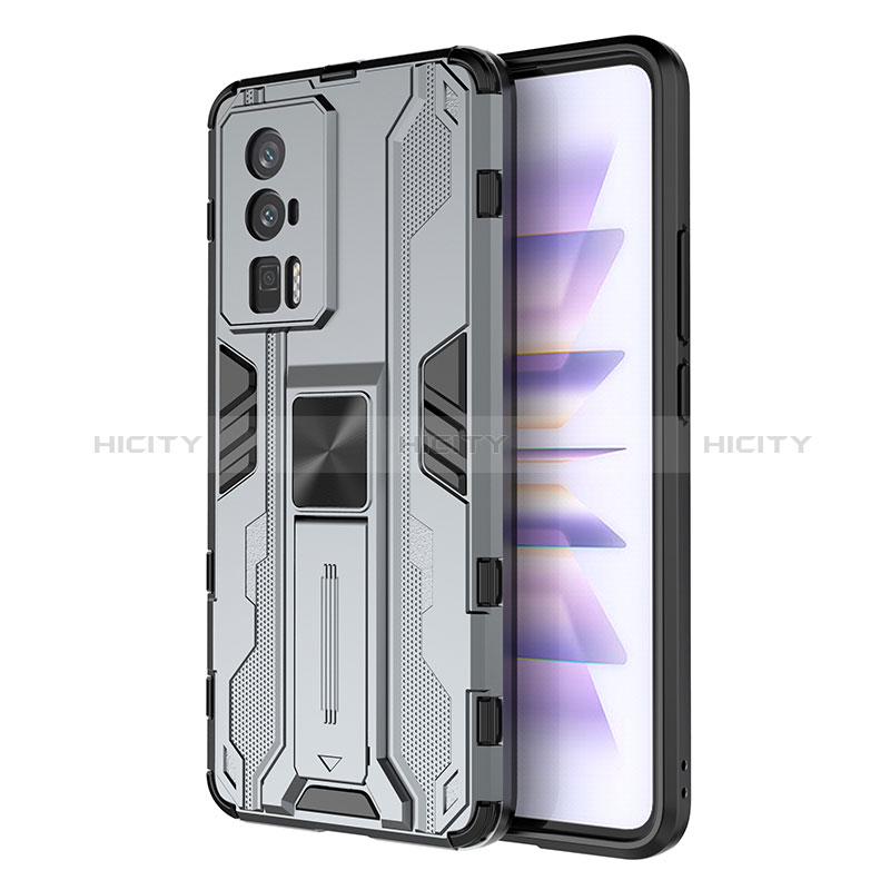 Funda Bumper Silicona y Plastico Mate Carcasa con Magnetico Soporte KC1 para Xiaomi Redmi K60 Pro 5G