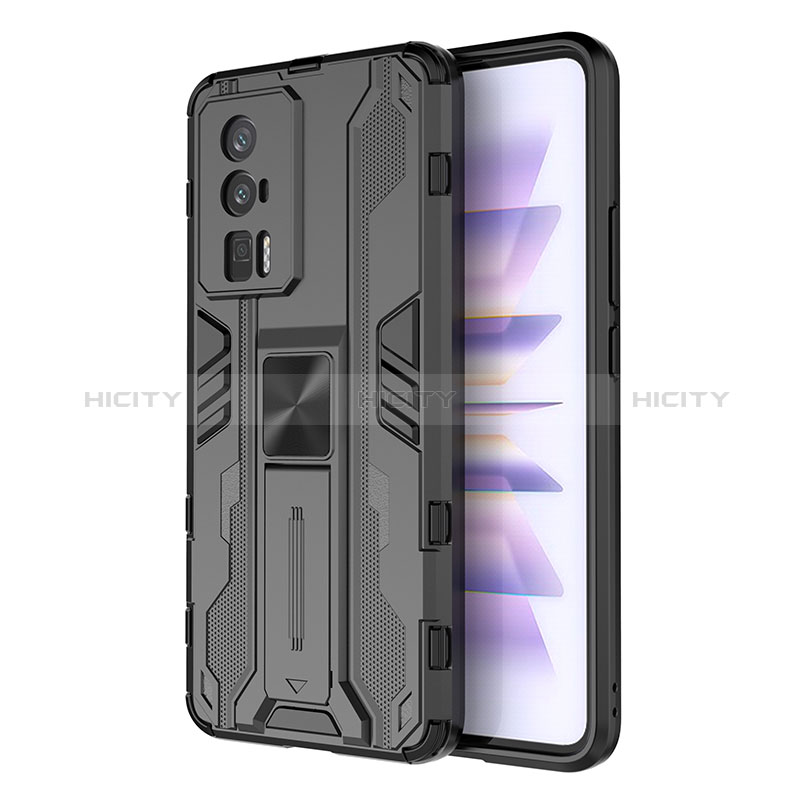 Funda Bumper Silicona y Plastico Mate Carcasa con Magnetico Soporte KC1 para Xiaomi Redmi K60 Pro 5G