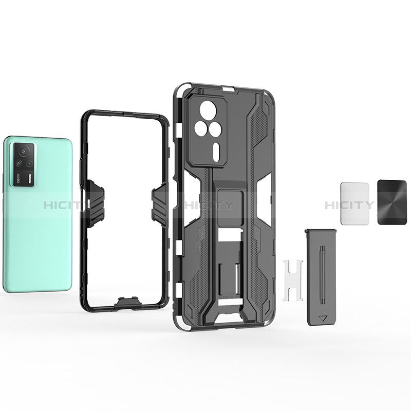 Funda Bumper Silicona y Plastico Mate Carcasa con Magnetico Soporte KC1 para Xiaomi Redmi K60E 5G