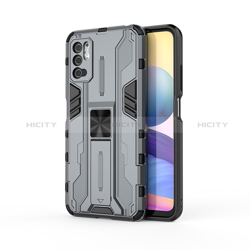 Funda Bumper Silicona y Plastico Mate Carcasa con Magnetico Soporte KC1 para Xiaomi Redmi Note 10 5G