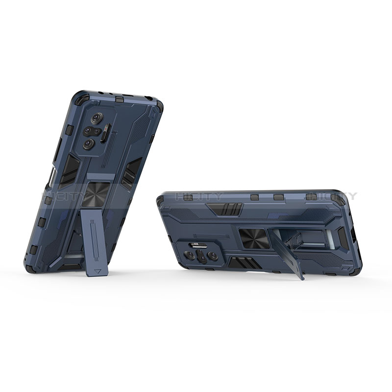 Funda Bumper Silicona y Plastico Mate Carcasa con Magnetico Soporte KC1 para Xiaomi Redmi Note 10 Pro 4G