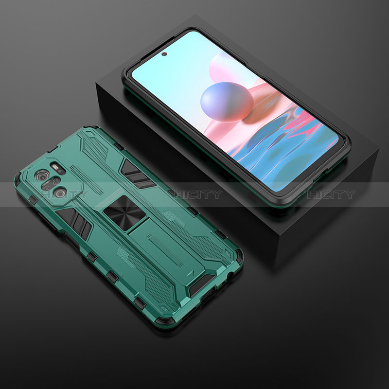 Funda Bumper Silicona y Plastico Mate Carcasa con Magnetico Soporte KC1 para Xiaomi Redmi Note 10S 4G