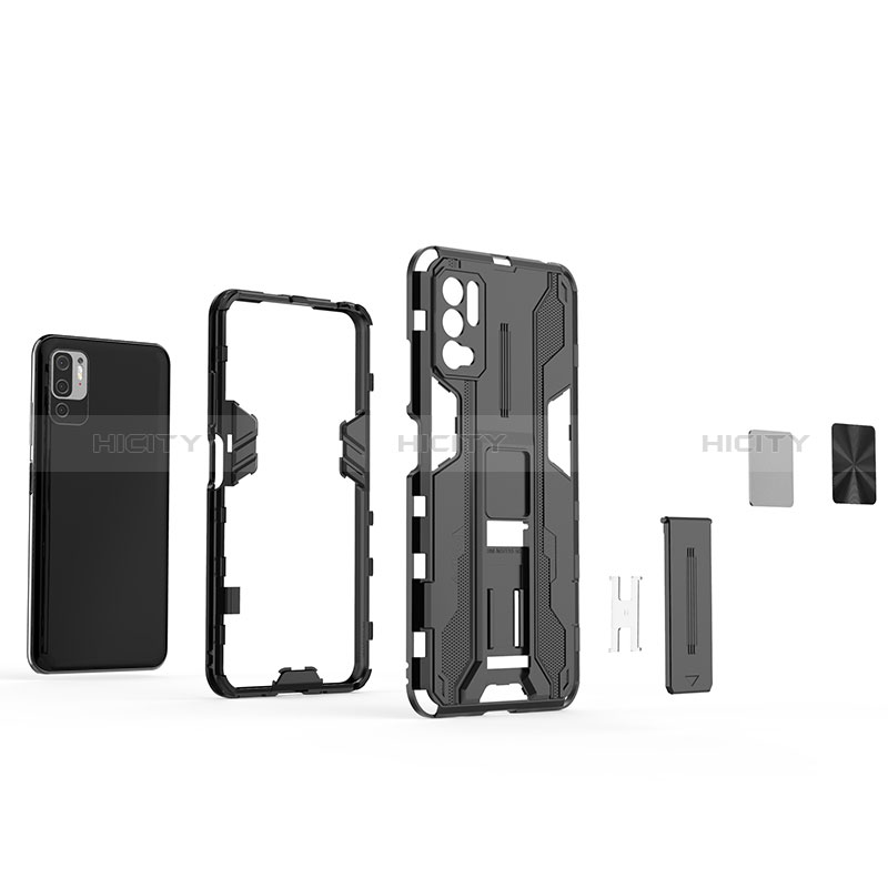 Funda Bumper Silicona y Plastico Mate Carcasa con Magnetico Soporte KC1 para Xiaomi Redmi Note 10T 5G