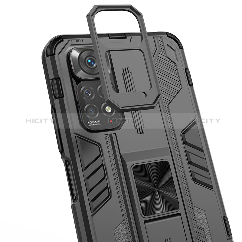 Funda Bumper Silicona y Plastico Mate Carcasa con Magnetico Soporte KC1 para Xiaomi Redmi Note 11 4G (2022)