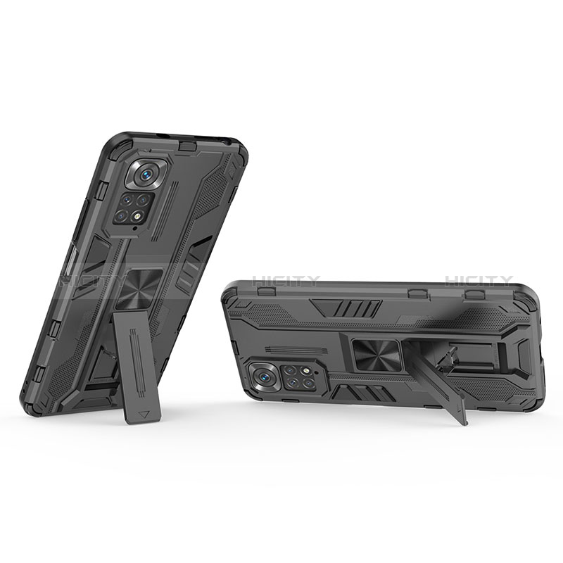 Funda Bumper Silicona y Plastico Mate Carcasa con Magnetico Soporte KC1 para Xiaomi Redmi Note 11 4G (2022)