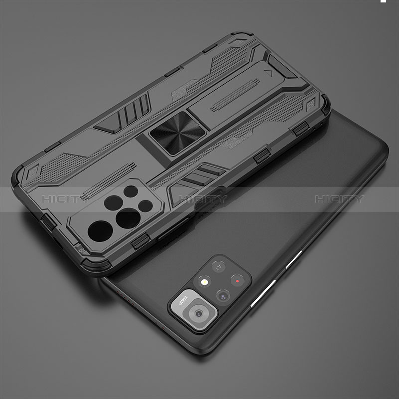 Funda Bumper Silicona y Plastico Mate Carcasa con Magnetico Soporte KC1 para Xiaomi Redmi Note 11 5G