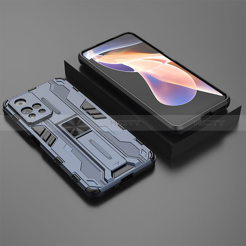 Funda Bumper Silicona y Plastico Mate Carcasa con Magnetico Soporte KC1 para Xiaomi Redmi Note 11 Pro+ Plus 5G