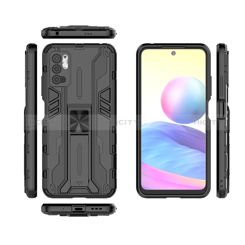 Funda Bumper Silicona y Plastico Mate Carcasa con Magnetico Soporte KC1 para Xiaomi Redmi Note 11 SE 5G