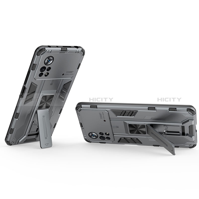 Funda Bumper Silicona y Plastico Mate Carcasa con Magnetico Soporte KC1 para Xiaomi Redmi Note 11E Pro 5G