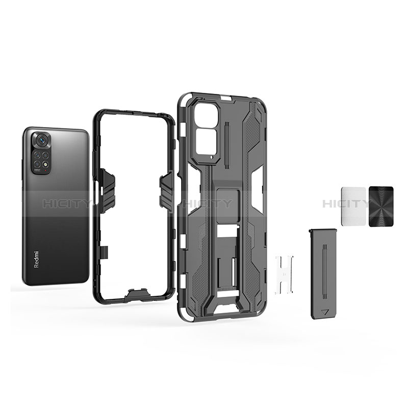 Funda Bumper Silicona y Plastico Mate Carcasa con Magnetico Soporte KC1 para Xiaomi Redmi Note 11S 4G