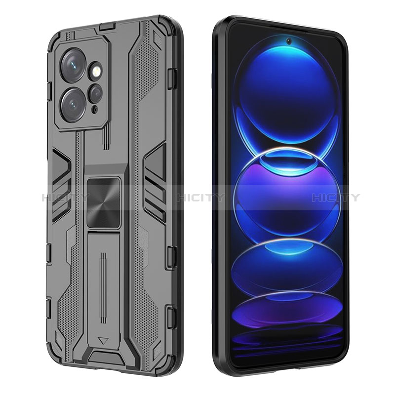 Funda Bumper Silicona y Plastico Mate Carcasa con Magnetico Soporte KC1 para Xiaomi Redmi Note 12 4G