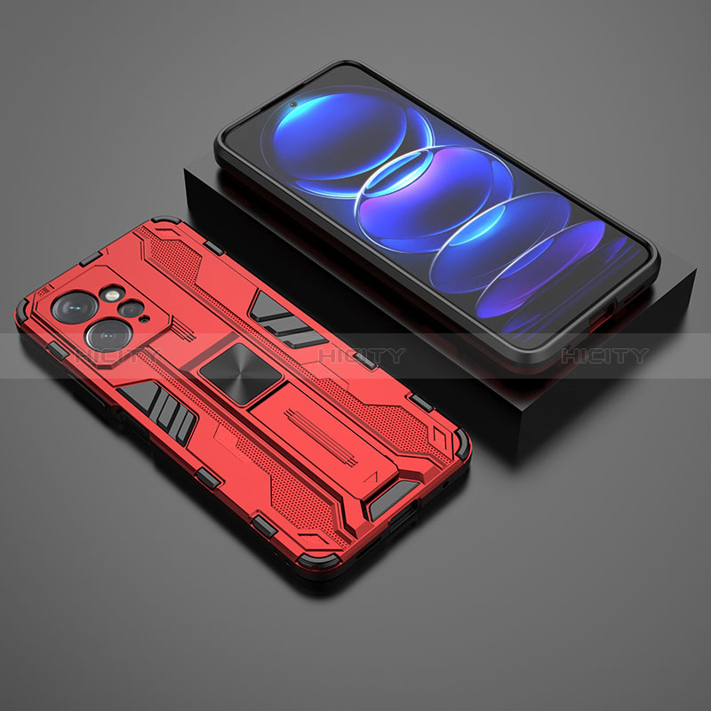 Funda Bumper Silicona y Plastico Mate Carcasa con Magnetico Soporte KC1 para Xiaomi Redmi Note 12 4G