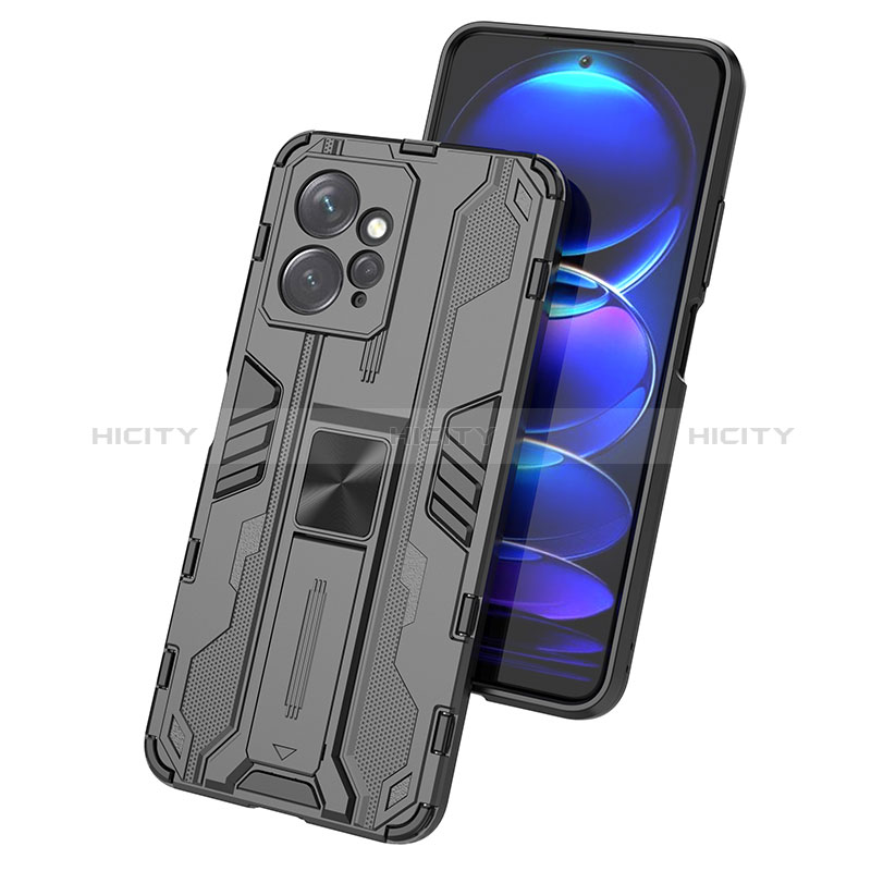 Funda Bumper Silicona y Plastico Mate Carcasa con Magnetico Soporte KC1 para Xiaomi Redmi Note 12 4G