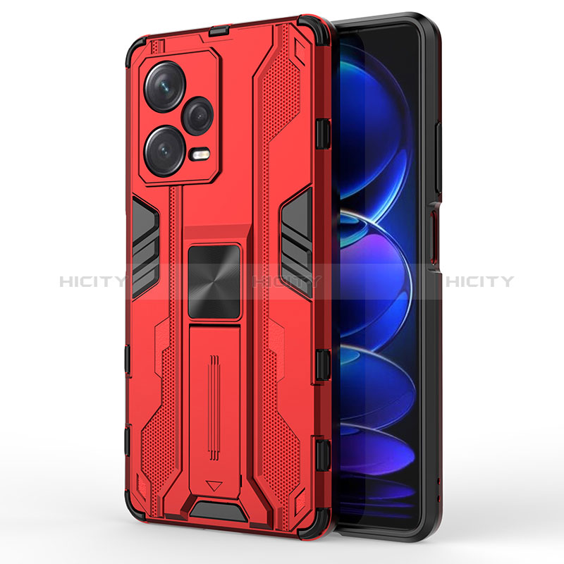 Funda Bumper Silicona y Plastico Mate Carcasa con Magnetico Soporte KC1 para Xiaomi Redmi Note 12 Explorer