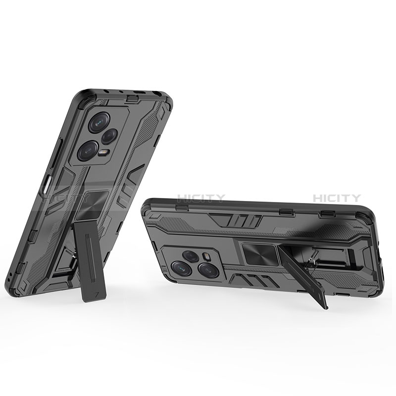 Funda Bumper Silicona y Plastico Mate Carcasa con Magnetico Soporte KC1 para Xiaomi Redmi Note 12 Pro 5G