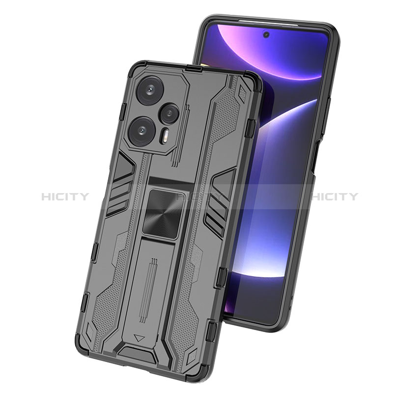 Funda Bumper Silicona y Plastico Mate Carcasa con Magnetico Soporte KC1 para Xiaomi Redmi Note 12 Turbo 5G