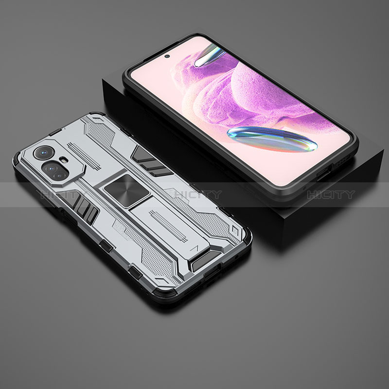 Funda Bumper Silicona y Plastico Mate Carcasa con Magnetico Soporte KC1 para Xiaomi Redmi Note 12S