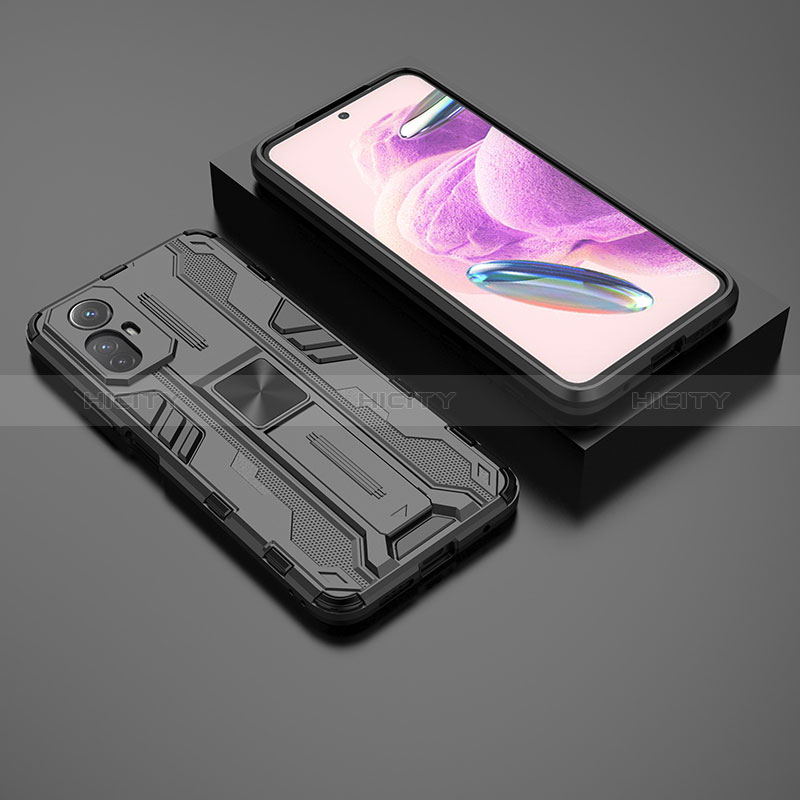 Funda Bumper Silicona y Plastico Mate Carcasa con Magnetico Soporte KC1 para Xiaomi Redmi Note 12S