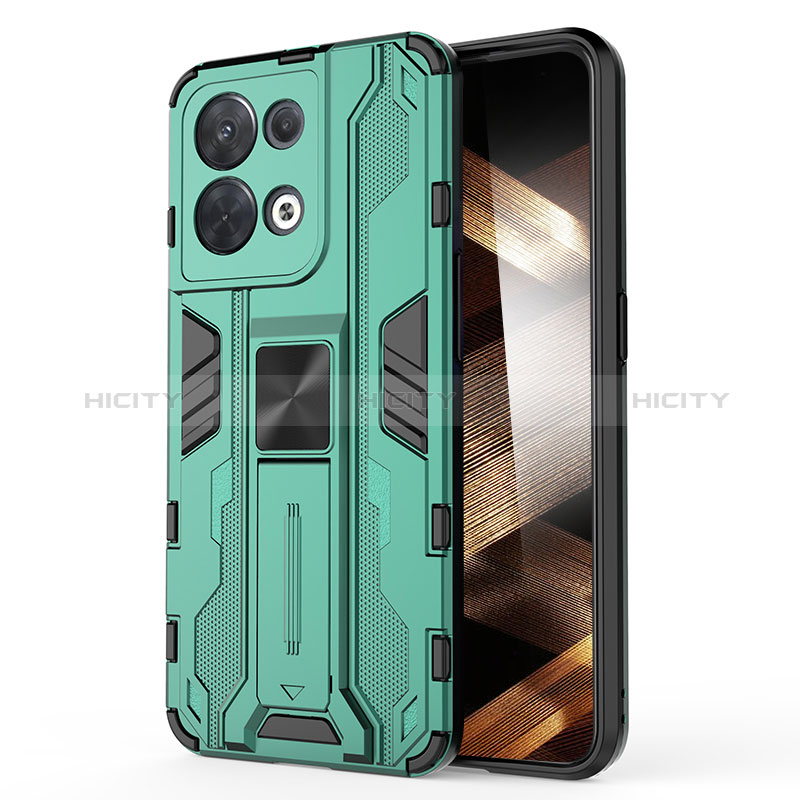 Funda Bumper Silicona y Plastico Mate Carcasa con Magnetico Soporte KC1 para Xiaomi Redmi Note 13 5G Verde