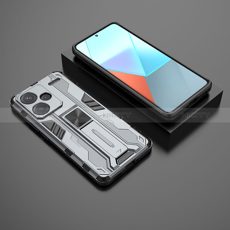 Funda Bumper Silicona y Plastico Mate Carcasa con Magnetico Soporte KC1 para Xiaomi Redmi Note 13 Pro+ Plus 5G