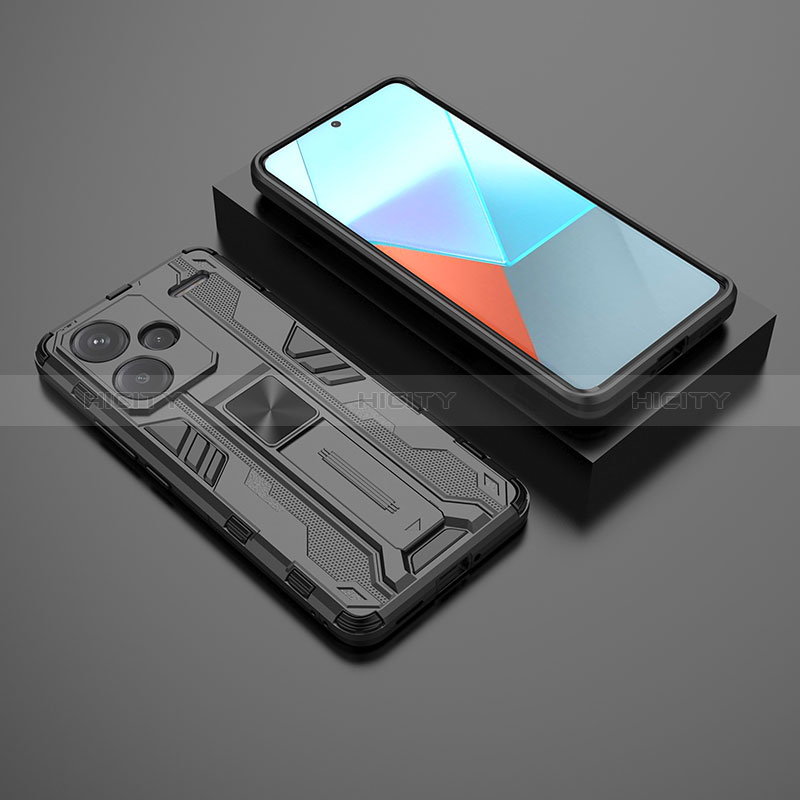 Funda Bumper Silicona y Plastico Mate Carcasa con Magnetico Soporte KC1 para Xiaomi Redmi Note 13 Pro+ Plus 5G