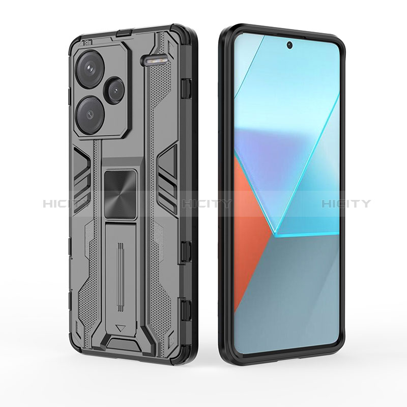 Funda Bumper Silicona y Plastico Mate Carcasa con Magnetico Soporte KC1 para Xiaomi Redmi Note 13 Pro+ Plus 5G