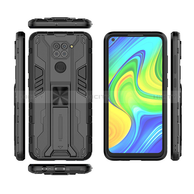 Funda Bumper Silicona y Plastico Mate Carcasa con Magnetico Soporte KC1 para Xiaomi Redmi Note 9