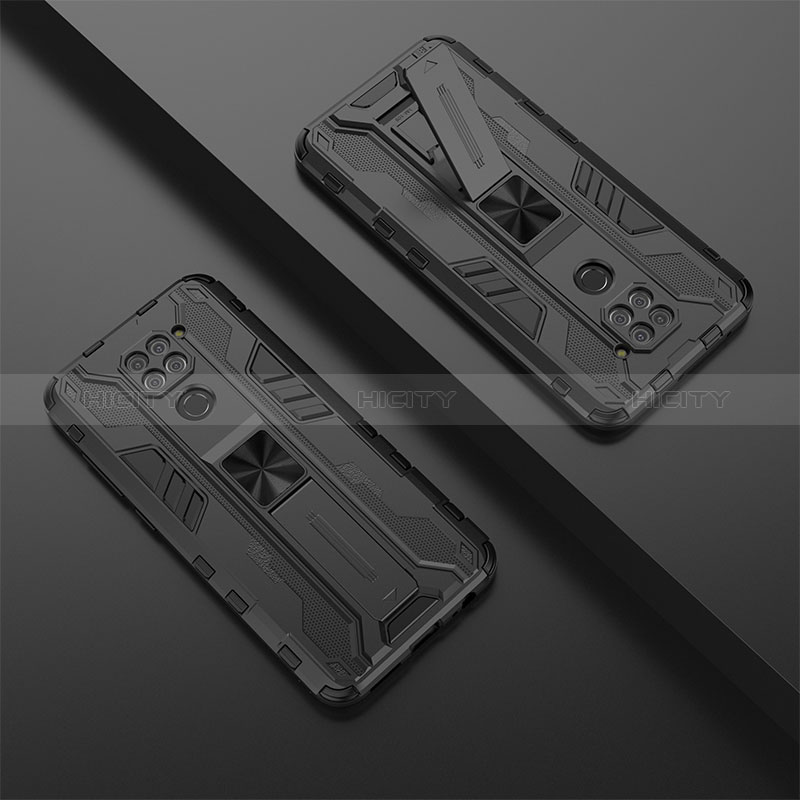 Funda Bumper Silicona y Plastico Mate Carcasa con Magnetico Soporte KC1 para Xiaomi Redmi Note 9