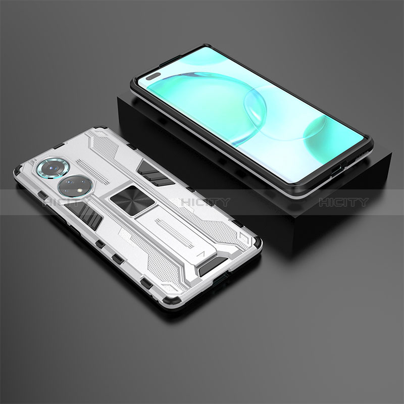 Funda Bumper Silicona y Plastico Mate Carcasa con Magnetico Soporte KC2 para Huawei Honor 50 Pro 5G