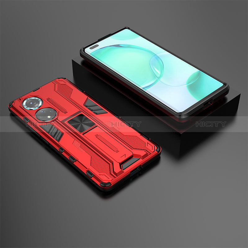 Funda Bumper Silicona y Plastico Mate Carcasa con Magnetico Soporte KC2 para Huawei Honor 50 Pro 5G