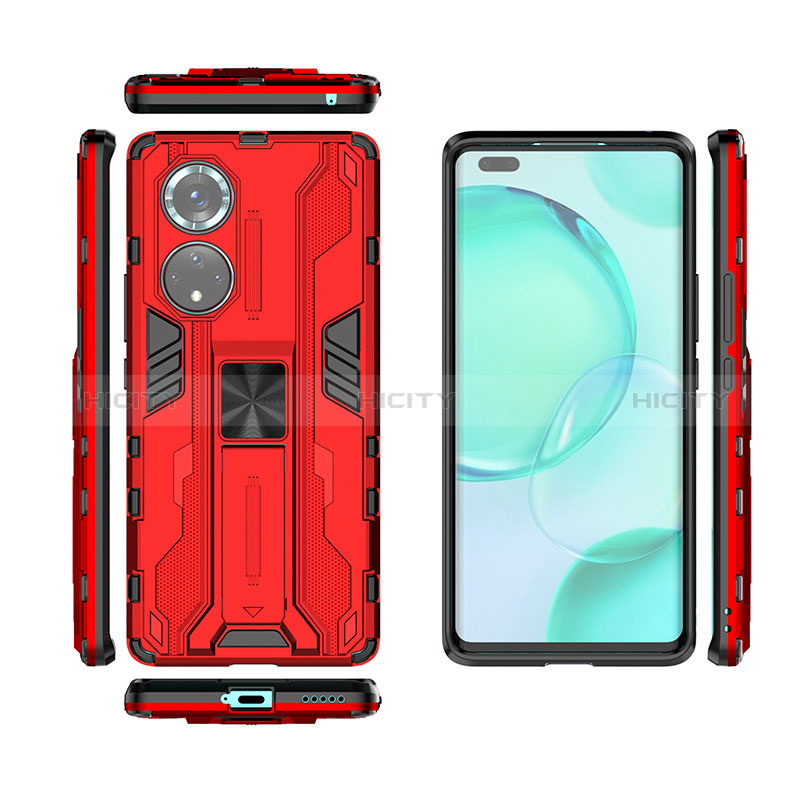 Funda Bumper Silicona y Plastico Mate Carcasa con Magnetico Soporte KC2 para Huawei Honor 50 Pro 5G