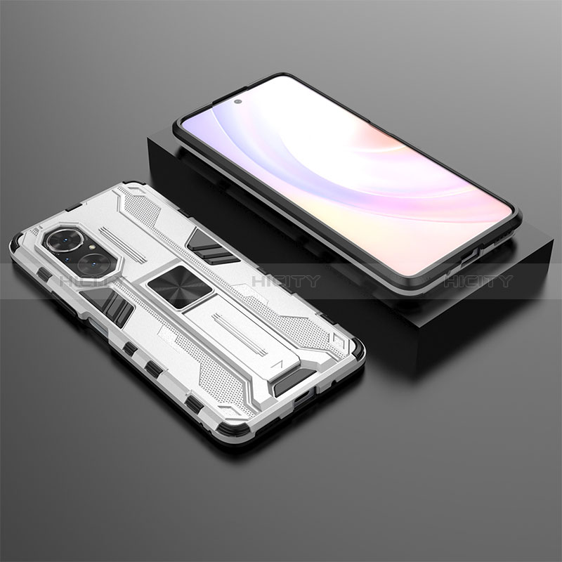 Funda Bumper Silicona y Plastico Mate Carcasa con Magnetico Soporte KC2 para Huawei Honor 50 SE 5G