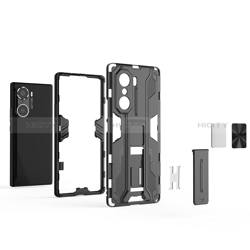 Funda Bumper Silicona y Plastico Mate Carcasa con Magnetico Soporte KC2 para Huawei Honor 60 5G