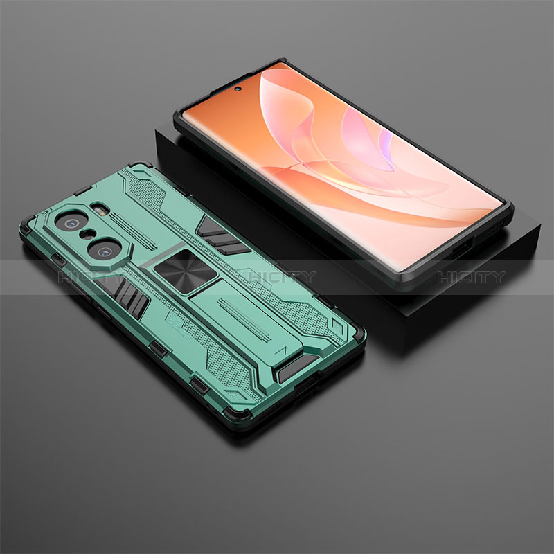 Funda Bumper Silicona y Plastico Mate Carcasa con Magnetico Soporte KC2 para Huawei Honor 60 Pro 5G