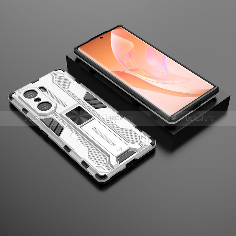 Funda Bumper Silicona y Plastico Mate Carcasa con Magnetico Soporte KC2 para Huawei Honor 60 Pro 5G