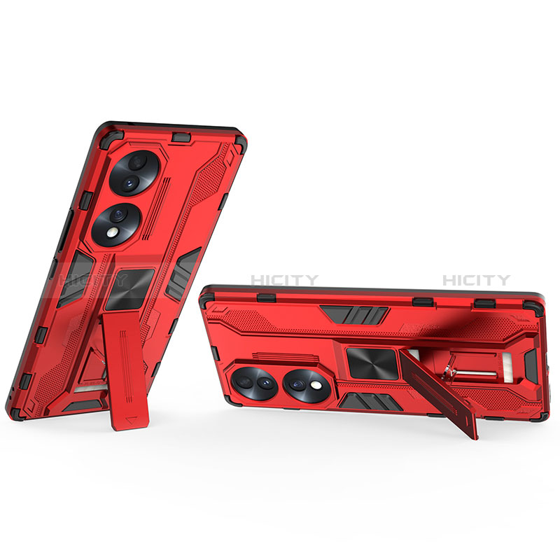 Funda Bumper Silicona y Plastico Mate Carcasa con Magnetico Soporte KC2 para Huawei Honor 70 5G