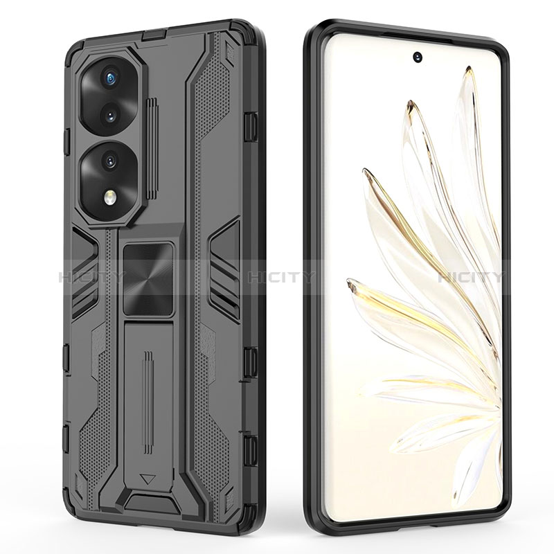 Funda Bumper Silicona y Plastico Mate Carcasa con Magnetico Soporte KC2 para Huawei Honor 70 Pro 5G