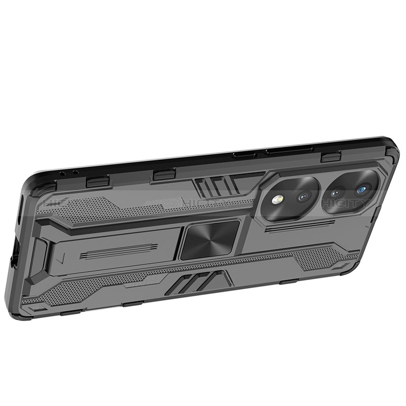 Funda Bumper Silicona y Plastico Mate Carcasa con Magnetico Soporte KC2 para Huawei Honor 70 Pro 5G